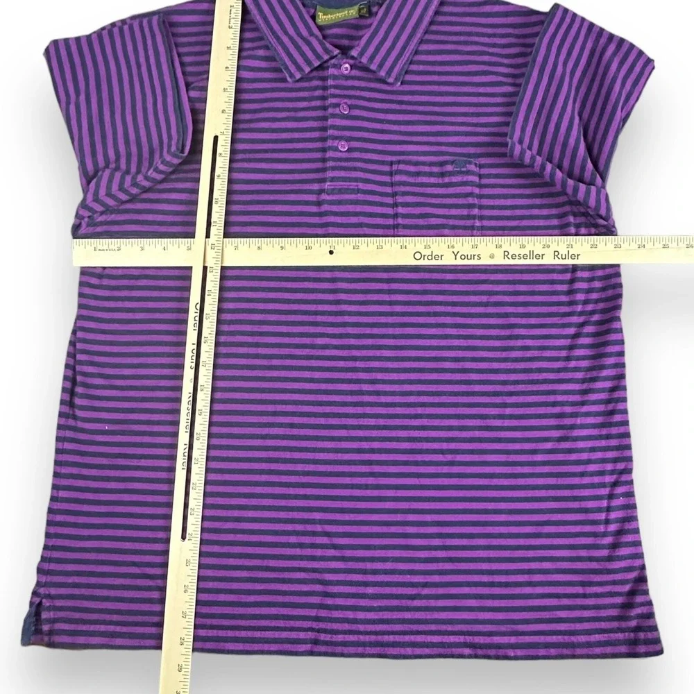 Timberland Weathergear Mens XL‎ S/S Purple & Navy Stripe Cotton Polo Shirt GUC